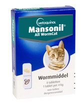 Mansonil all worm cat 4 kg 4 tabletten ontwormingsmiddel