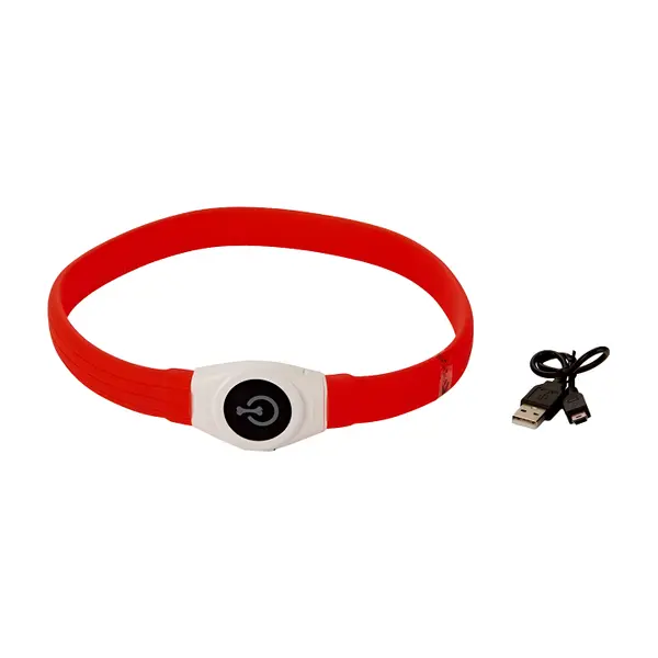 Beeztees veiligheidsband&led lampjes breed rood 65cm - afbeelding 1