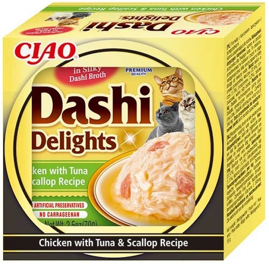 Ciao Dashi delights kip met tonijn en sintjacobsschelp 70 gram kattenvoer - afbeelding 1