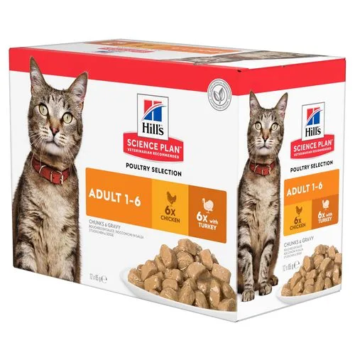 Hill's science plan feline multipack pouch adult poultry selection 12x85 gram K