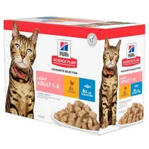 Hill's science plan feline multipack pouch adult light 12x85 gram Kattenvoer