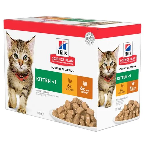 Hill's science plan feline multipack pouch kitten gevogelte 12x85 gram Kattenvo