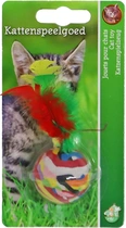 Kattenspeelgoed foambal met veren 3,5cm