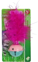 Kattenspeelgoed rammelbal metaal met veren 3,5cm