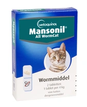 Mansonil all worm cat 4 kg 2 tabletten ontwormingsmiddel