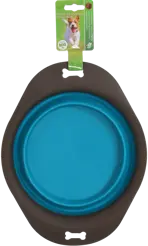 Opvouwbare voer/drinkbak grijs met blauw 19 cm