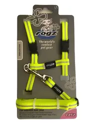Rogz alleycat tuig+lijn small dayglow neon geel 24-40 cm
