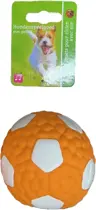 Voetbal latex 7,5cm oranje/wit met piep