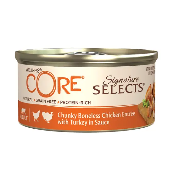 Wellness Core cat signature selects chunky kip&kalkoen saus 79gr. - afbeelding 1