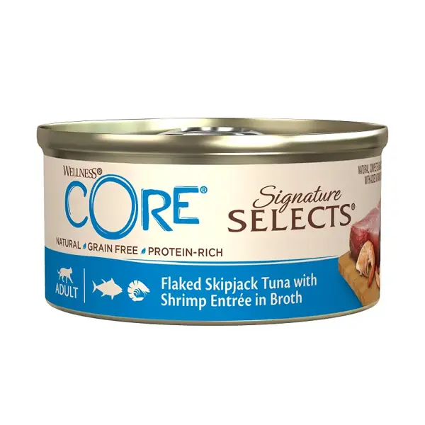 Wellness Core cat signature selects flaked tonijn&garnalen broth 79gr. - afbeelding 1