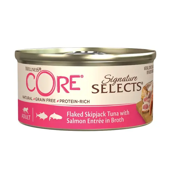 Wellness Core cat signature selects flaked tonijn&zalm broth 79gr. - afbeelding 1