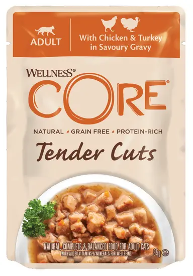 Wellness Core cat tender cuts kip&kalkoen gravy 85gr. - afbeelding 1