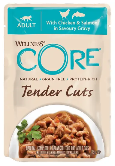 Wellness Core cat tender cuts kip&zalm gravy 85gr. - afbeelding 1