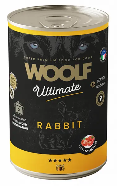 Woolf Ultimate dog blik rabbit&tomato 400gr.